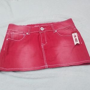 NWT Bongo Red Jean Skirt w/white trim